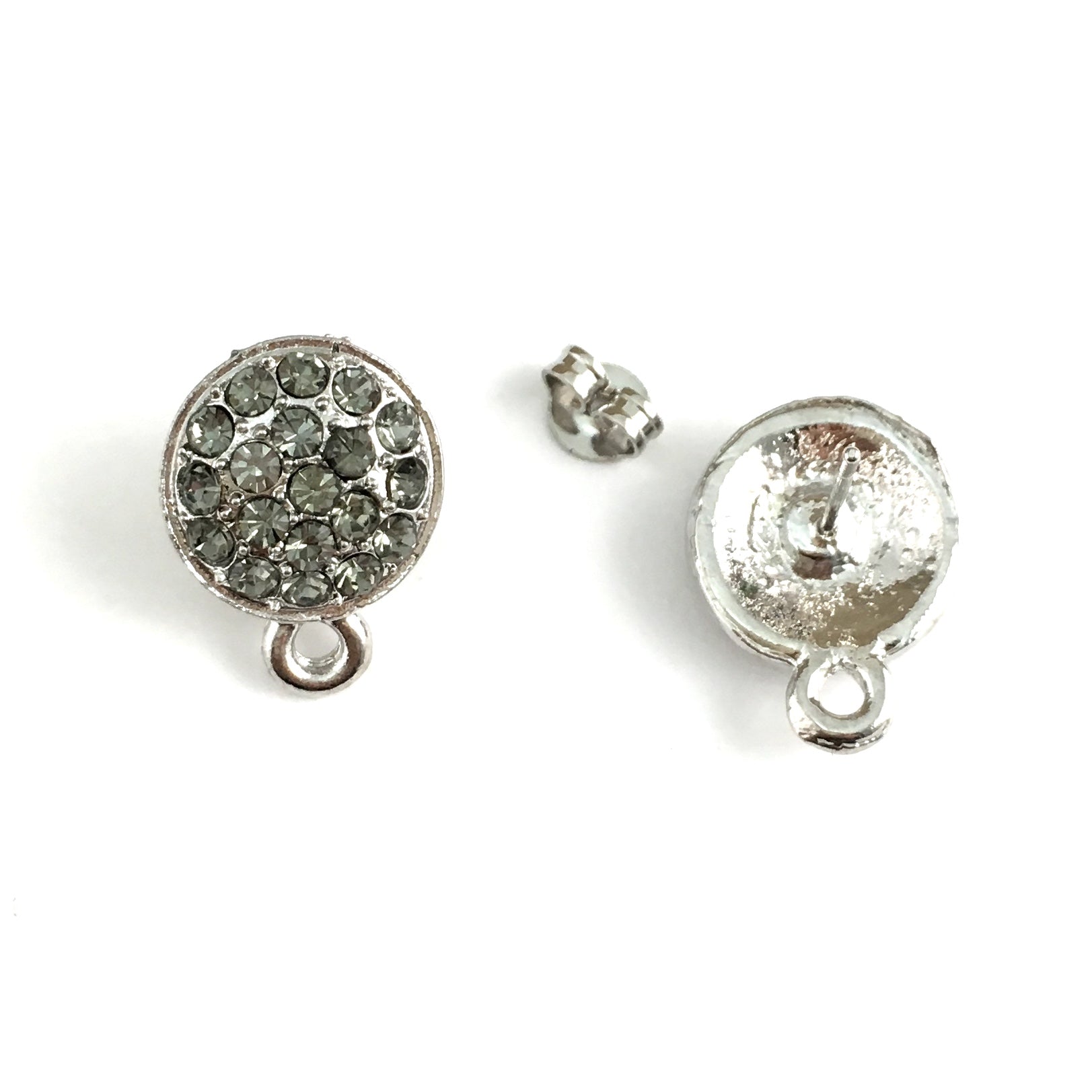 Rhodium Earring Post with Black Diamond Stones | Bellaire Wholesale