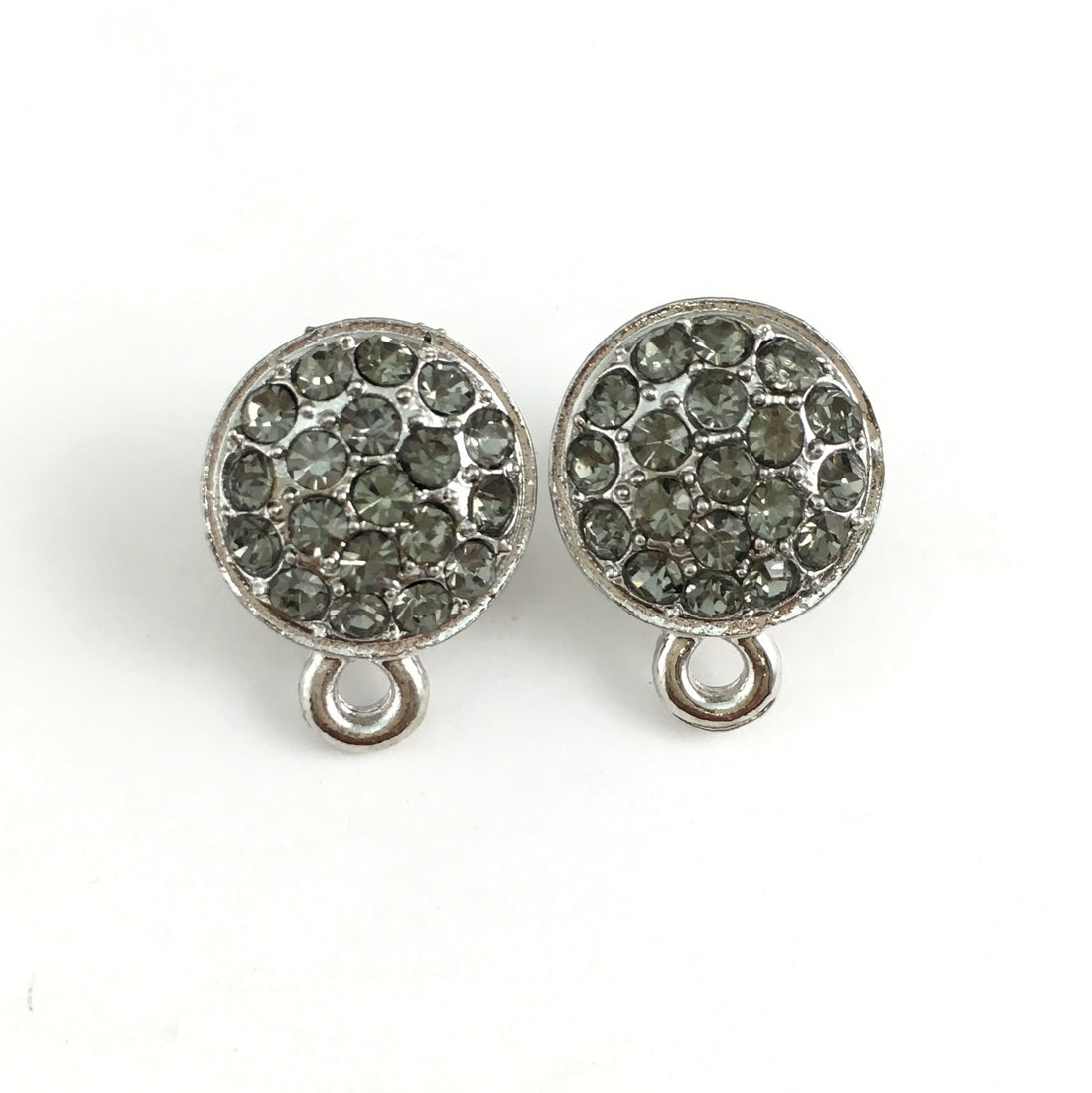 Rhodium Earring Post with Black Diamond Stones | Bellaire Wholesale