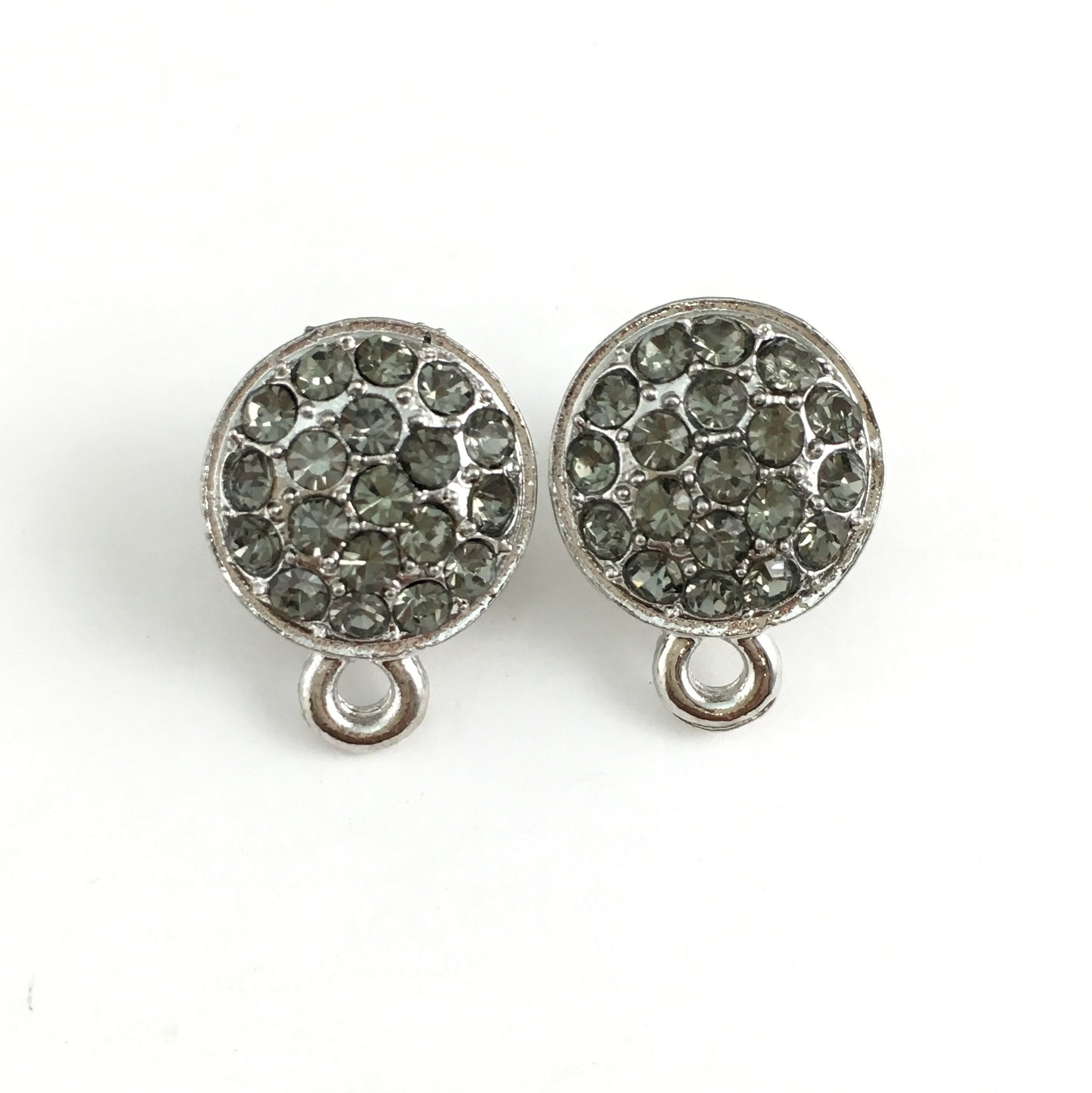 Rhodium Earring Post with Black Diamond Stones | Bellaire Wholesale