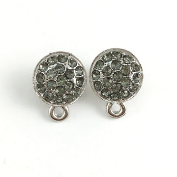 Rhodium Earring Post with Black Diamond Stones | Bellaire Wholesale