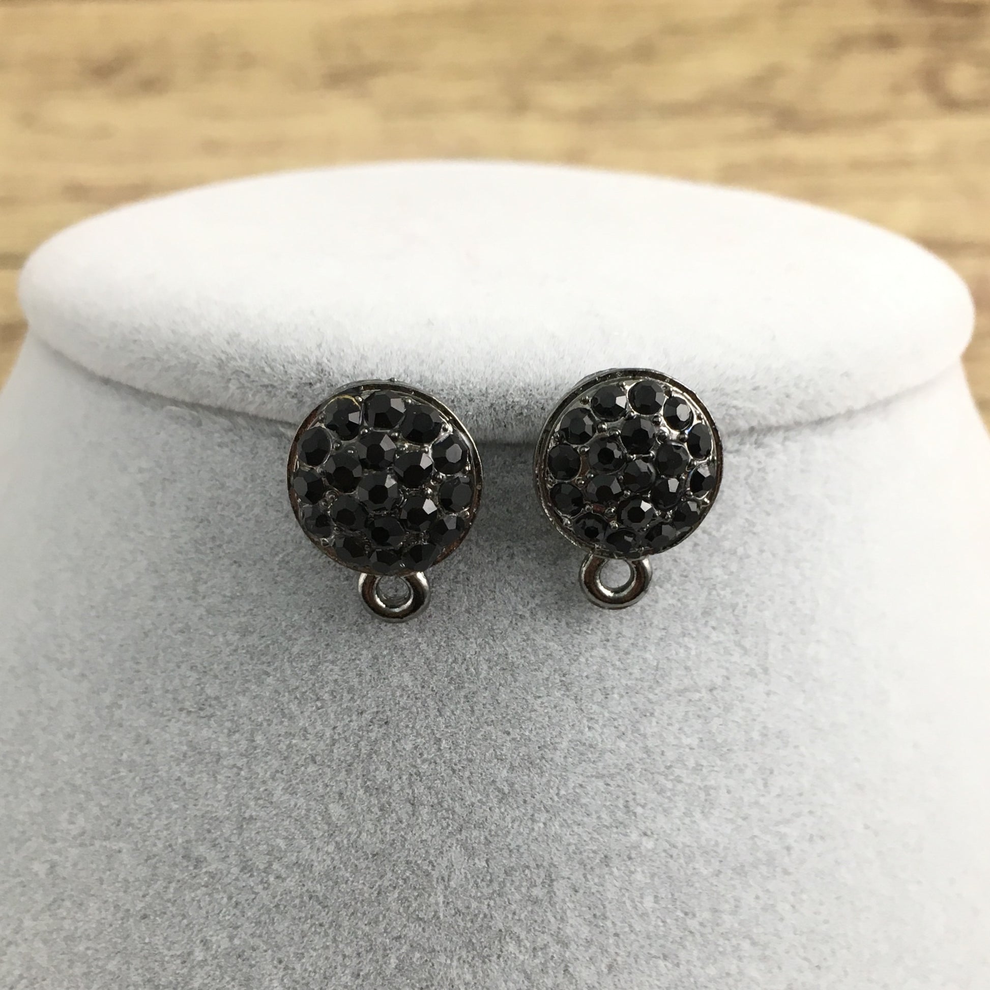 Gunmetal Earring Post with Jet Black Stones | Bellaire Wholesale