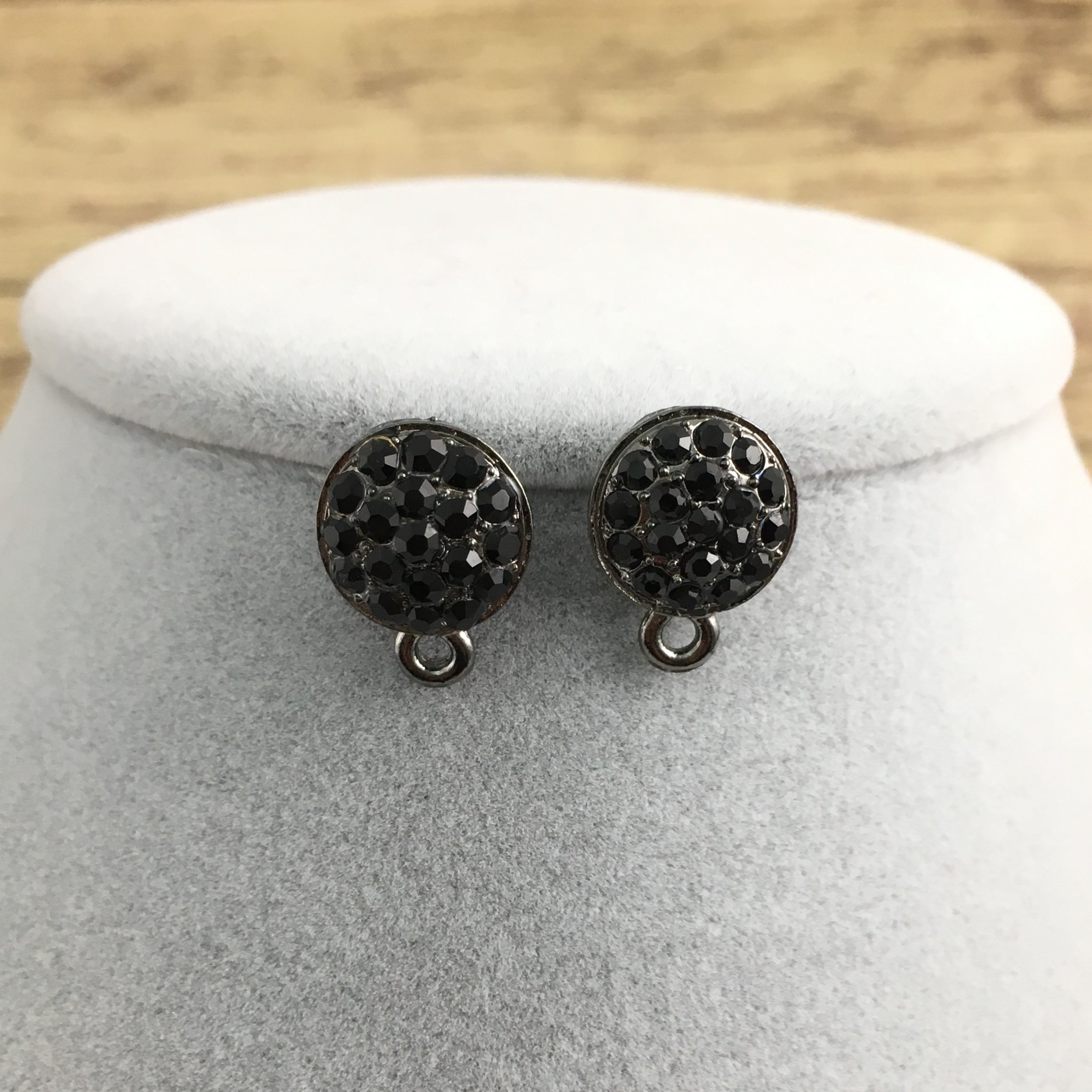 Gunmetal Earring Post with Jet Black Stones | Bellaire Wholesale