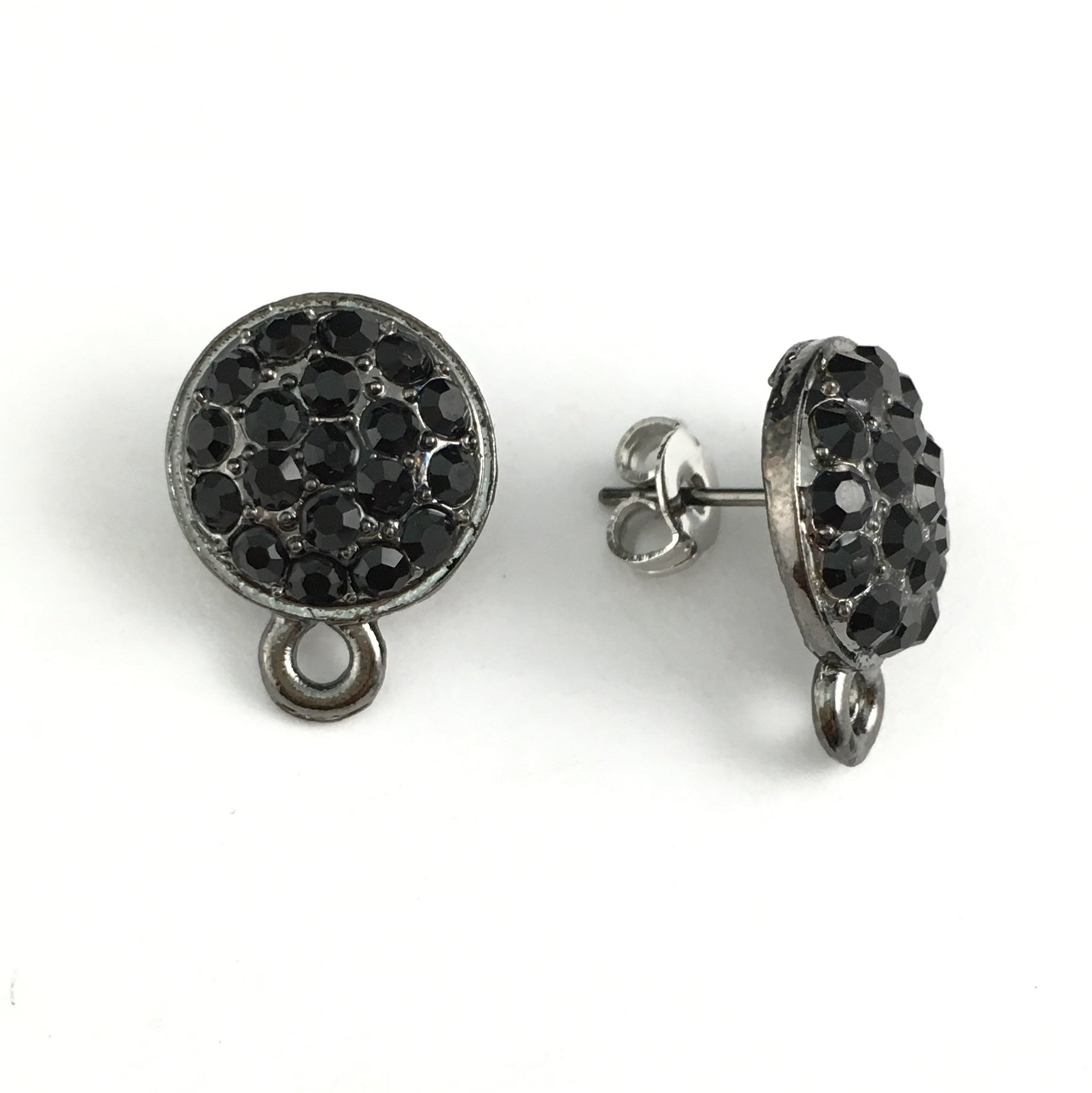 Gunmetal Earring Post with Jet Black Stones | Bellaire Wholesale