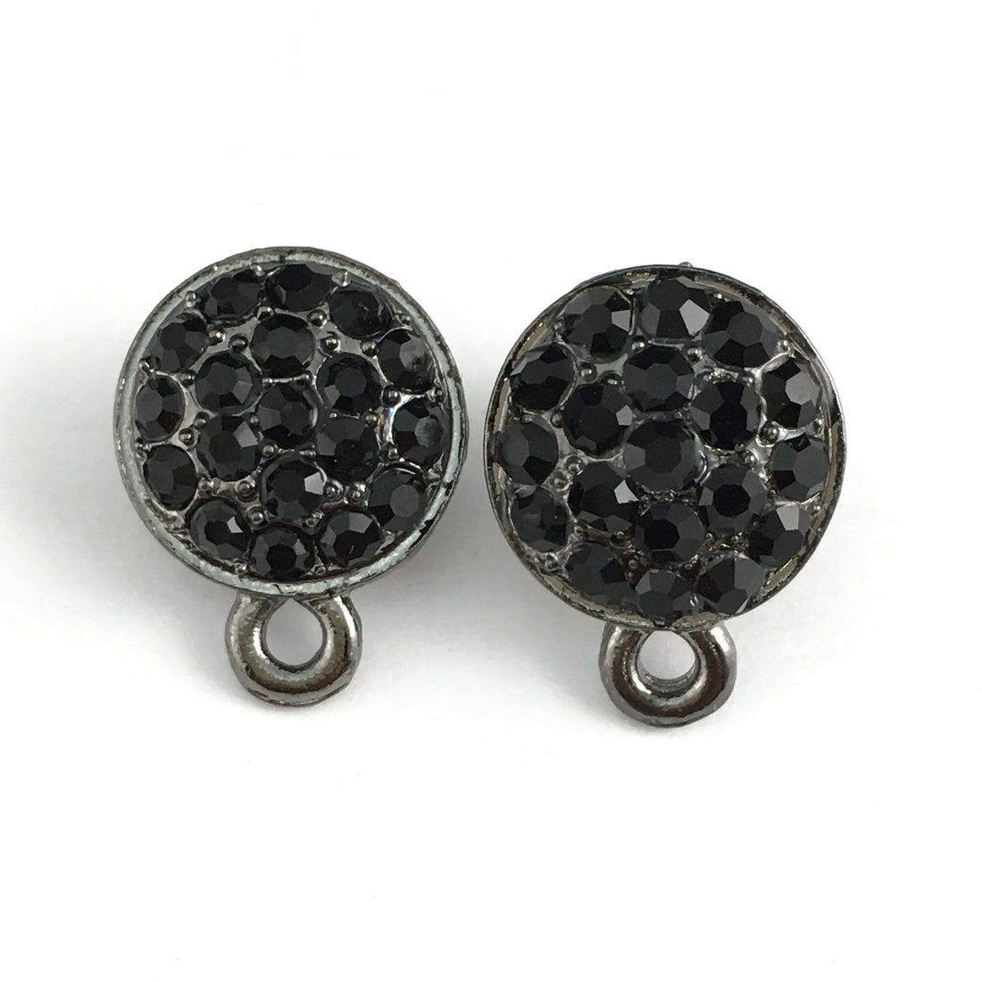 Gunmetal Earring Post with Jet Black Stones | Bellaire Wholesale