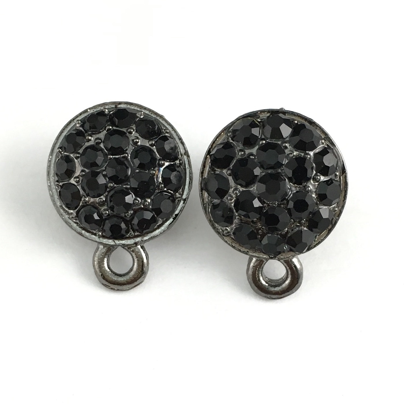 Gunmetal Earring Post with Jet Black Stones | Bellaire Wholesale