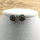 Rhodium Earring Post with Jet Black Stones | Bellaire Wholesale