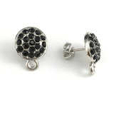 Rhodium Earring Post with Jet Black Stones | Bellaire Wholesale