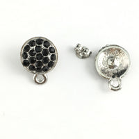 Rhodium Earring Post with Jet Black Stones | Bellaire Wholesale