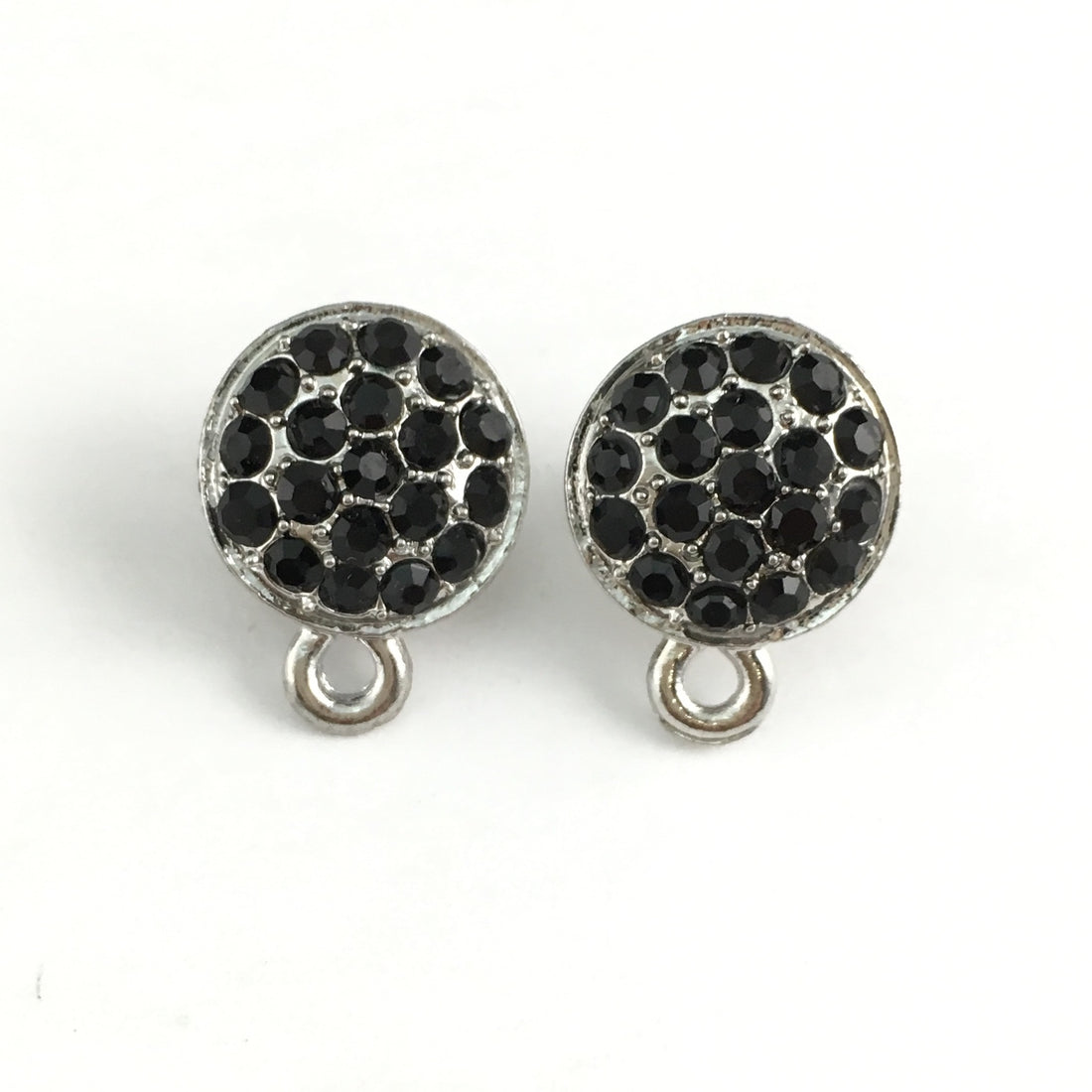 Rhodium Earring Post with Jet Black Stones | Bellaire Wholesale