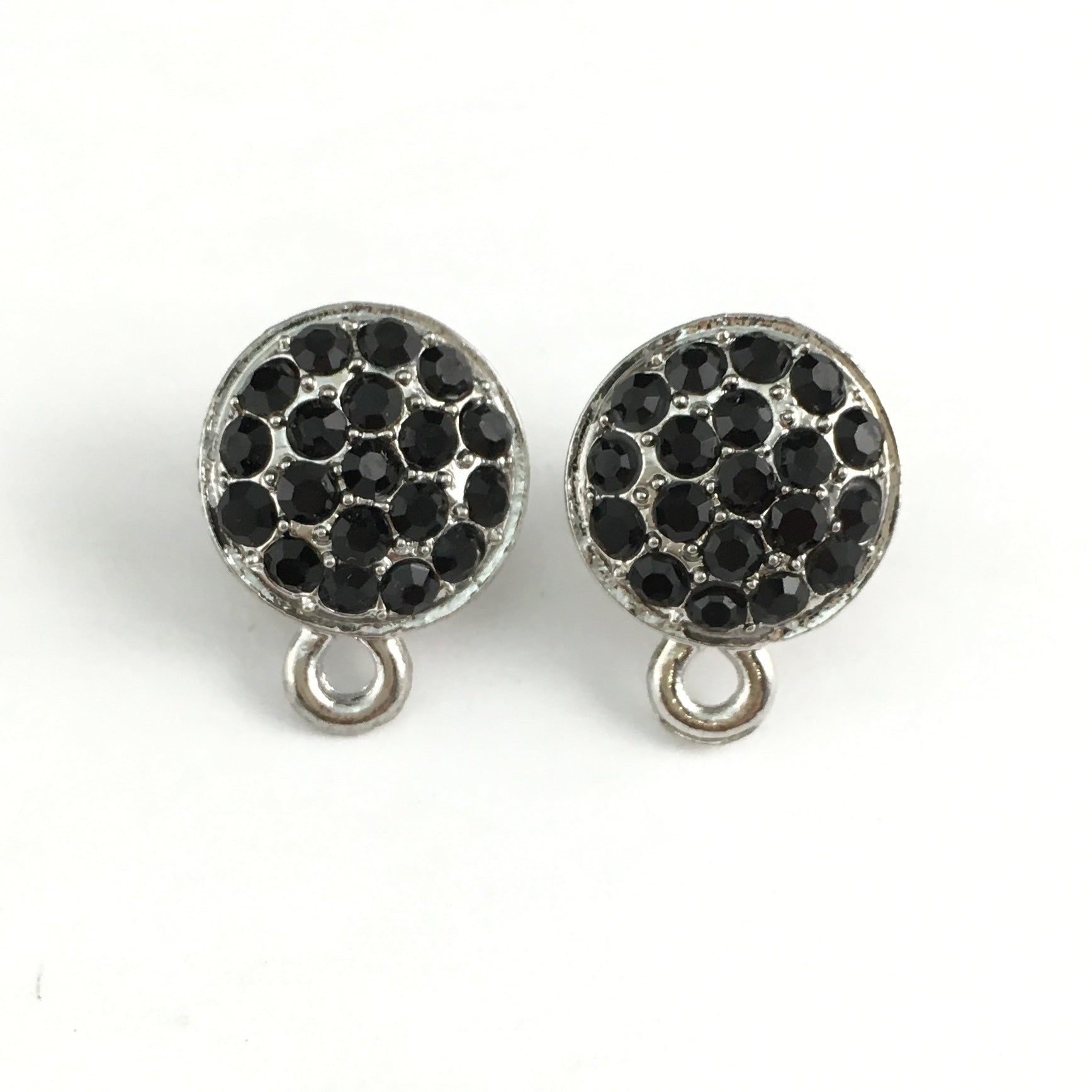 Rhodium Earring Post with Jet Black Stones | Bellaire Wholesale