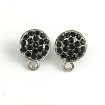 Rhodium Earring Post with Jet Black Stones | Bellaire Wholesale
