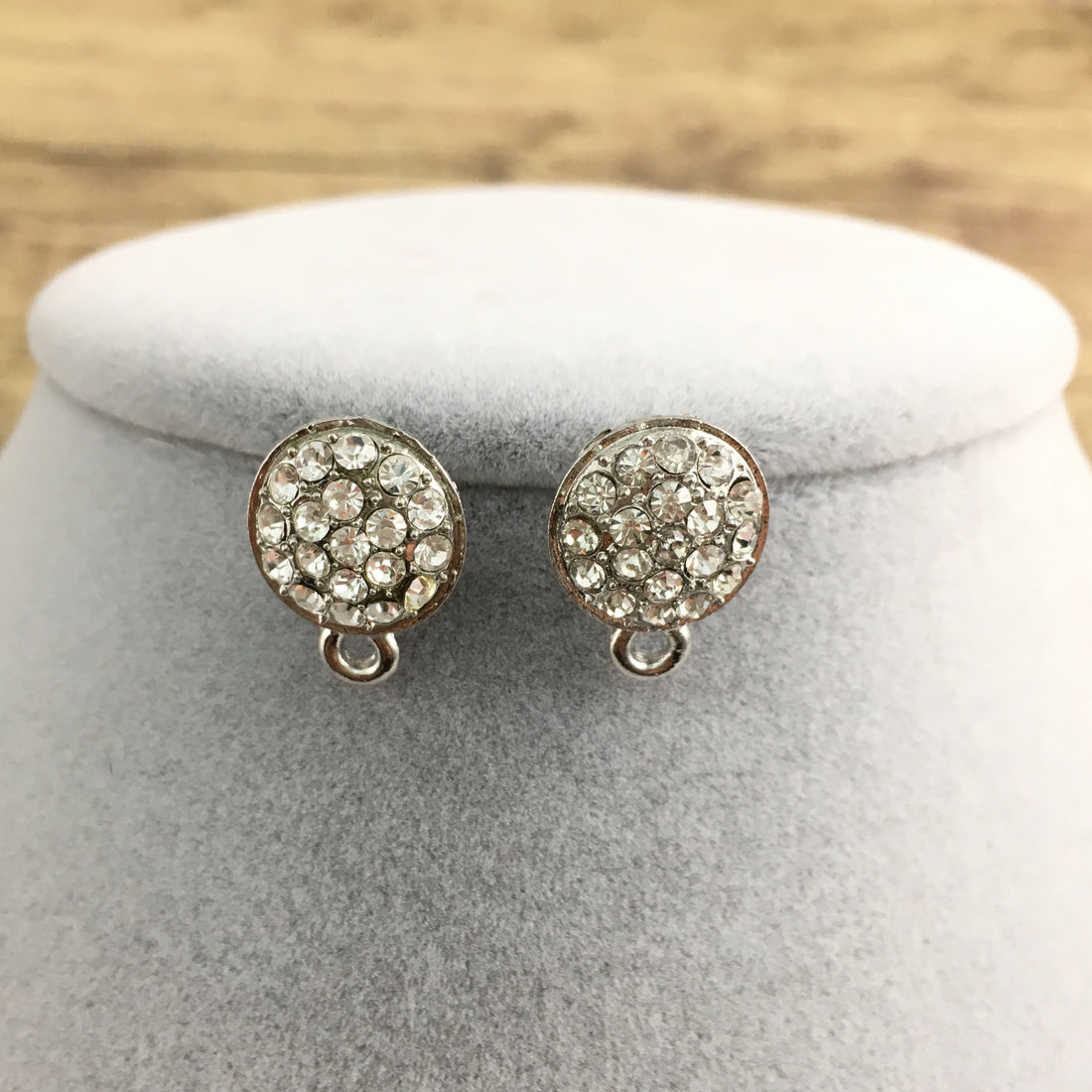 Rhodium Earring Post with Clear Stones | Bellaire Wholesale