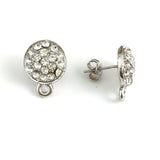 Rhodium Earring Post with Clear Stones | Bellaire Wholesale