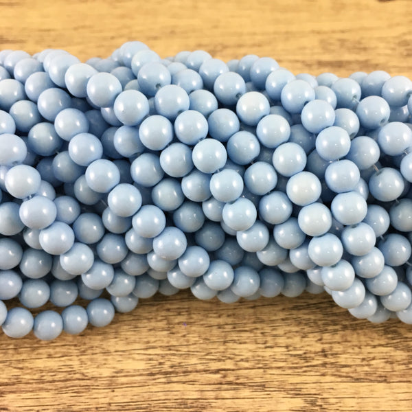 6mm Opaque Baby Blue Faux Glass Pearl | Bellaire Wholesale