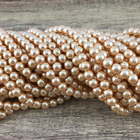 8mm Light Gold Faux Glass Pearl | Bellaire Wholesale