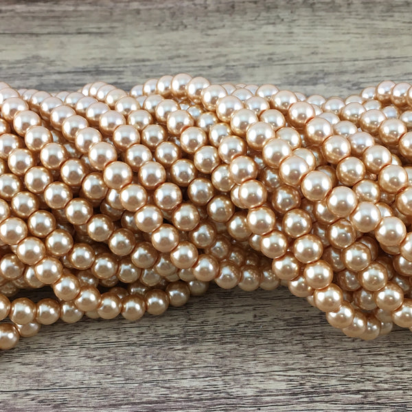 8mm Light Gold Faux Glass Pearl | Bellaire Wholesale