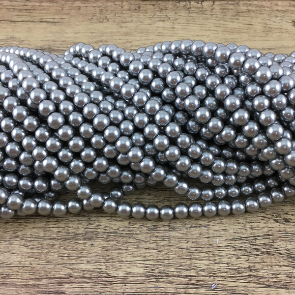 6mm Grey Faux Glass Pearl | Bellaire Wholesale