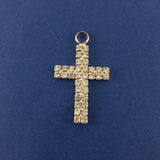 Two Row Small Rhinestone Rose Gold Cross Charm | Bellaire Wholesale