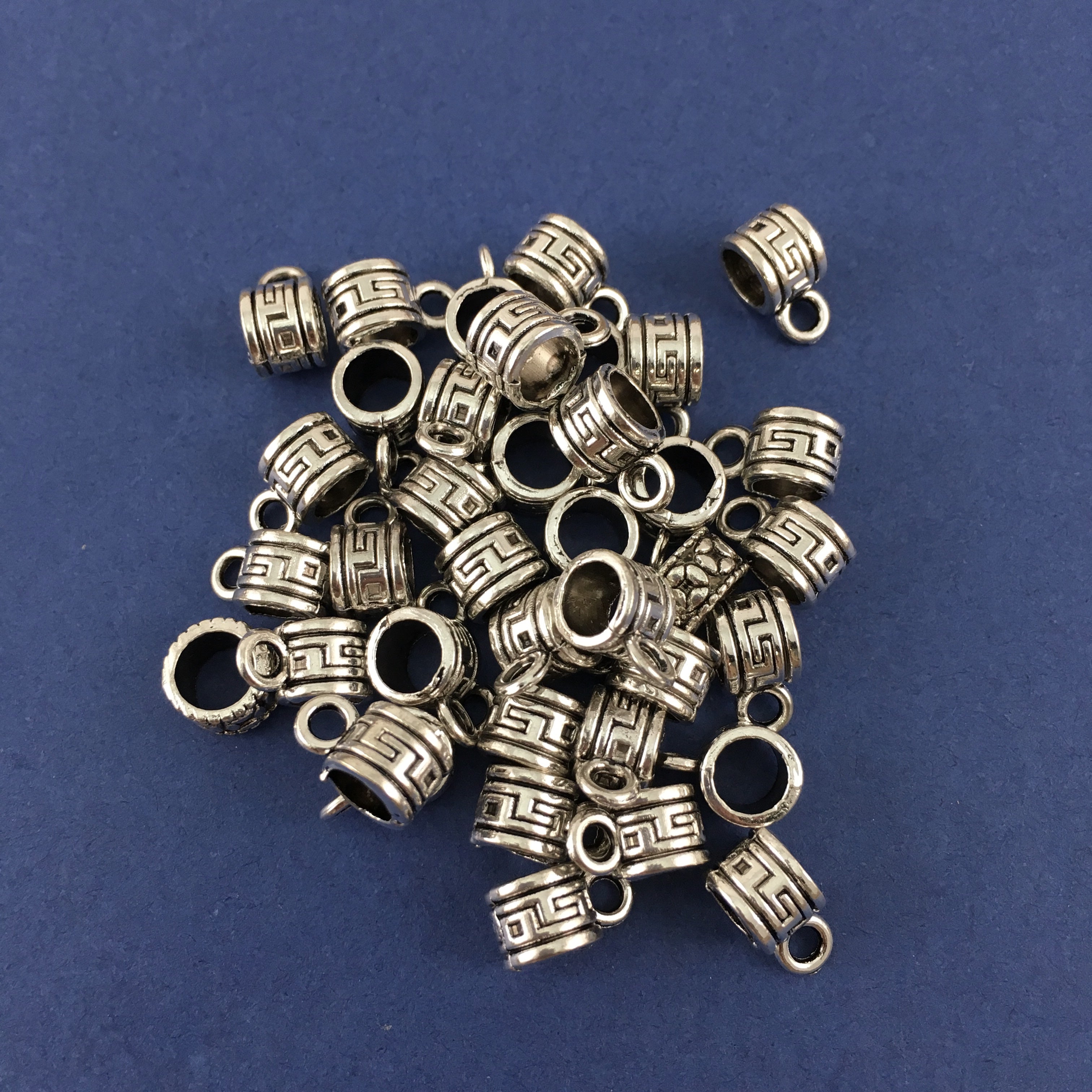 Alloy Round Charm Hanger with Greek Symbol | Bellaire Wholesale
