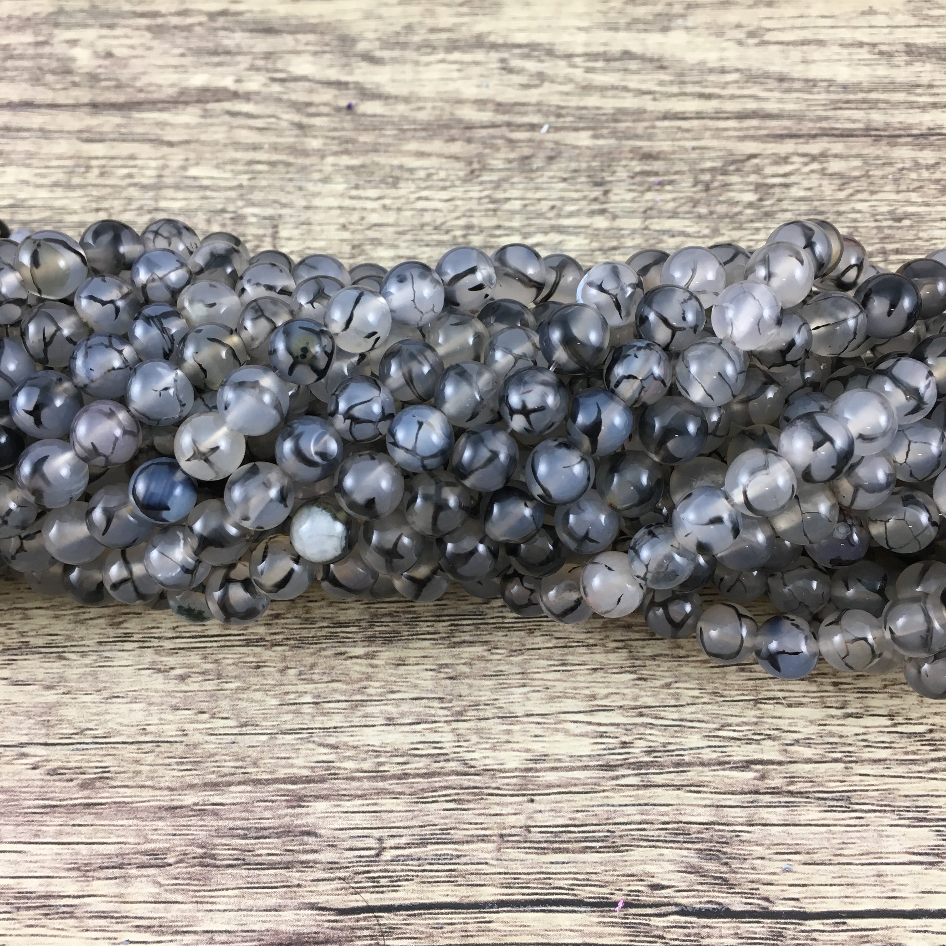 8mm Black Dragon Agate Beads | Bellaire Wholesale
