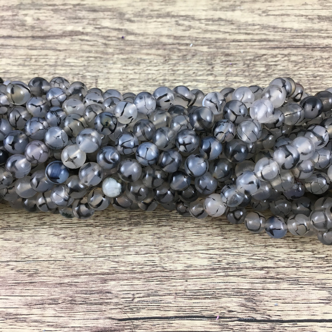 6mm Black Dragon Agate Beads | Bellaire Wholesale