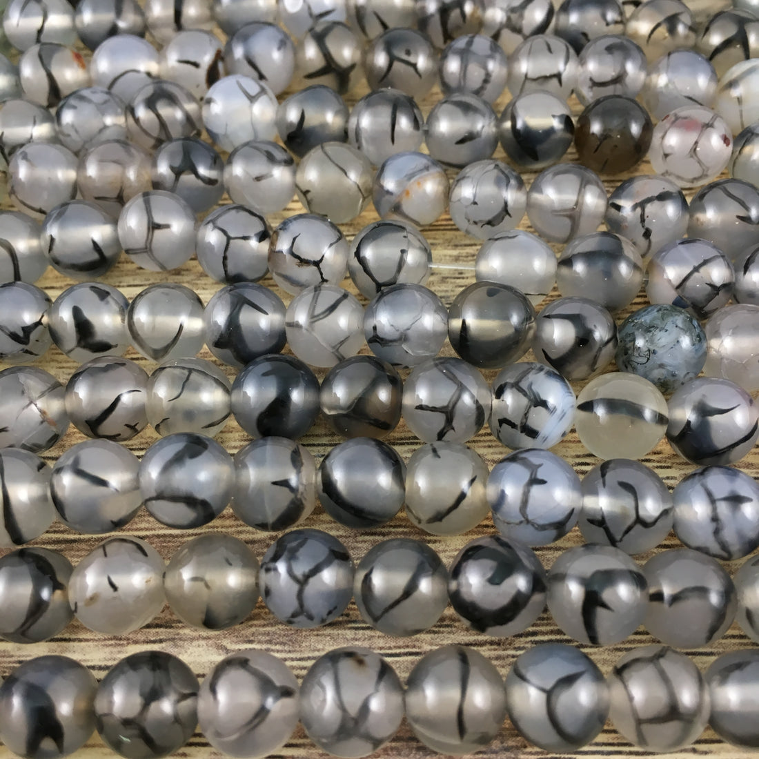 10mm Black Dragon Agate Beads | Bellaire Wholesale