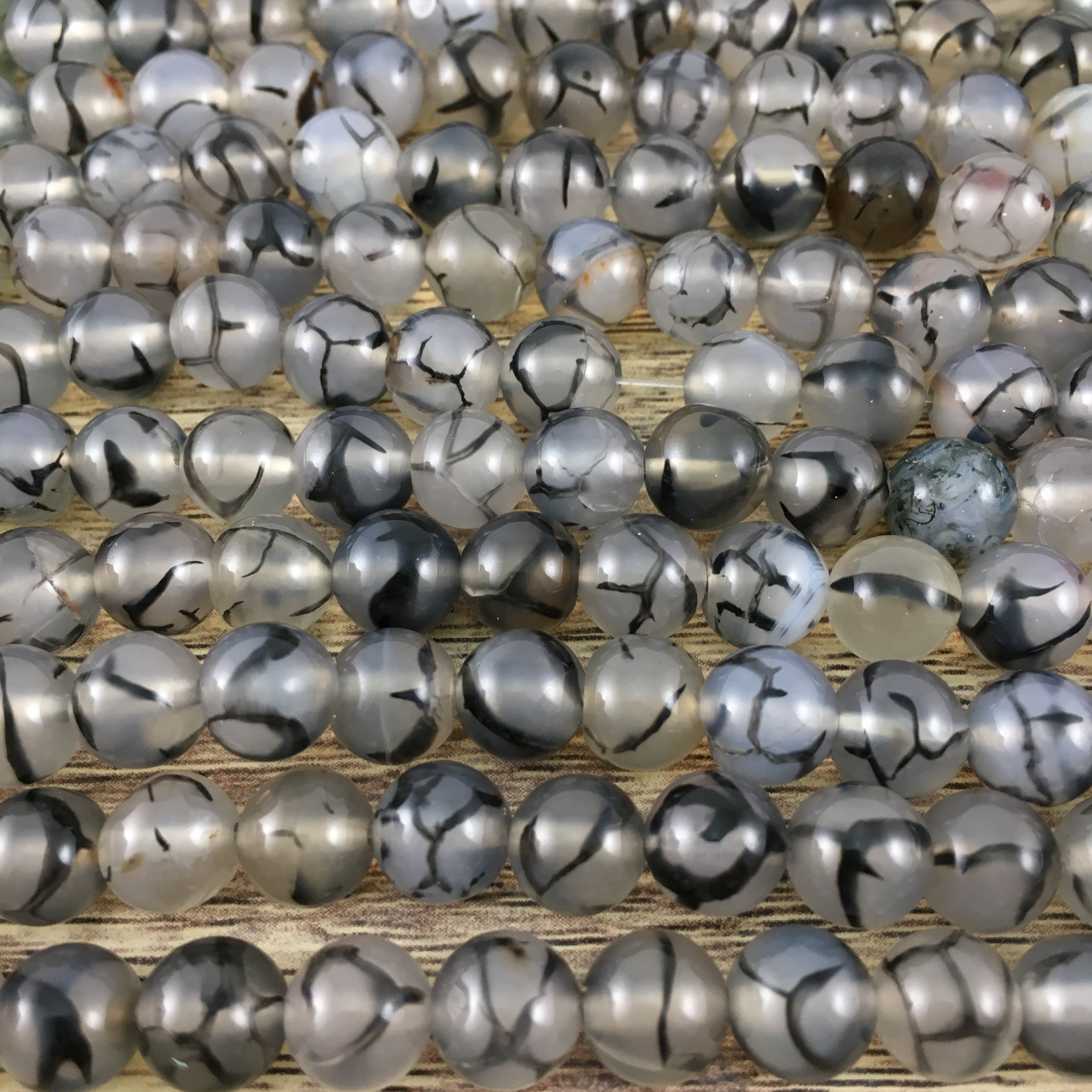 10mm Black Dragon Agate Beads | Bellaire Wholesale