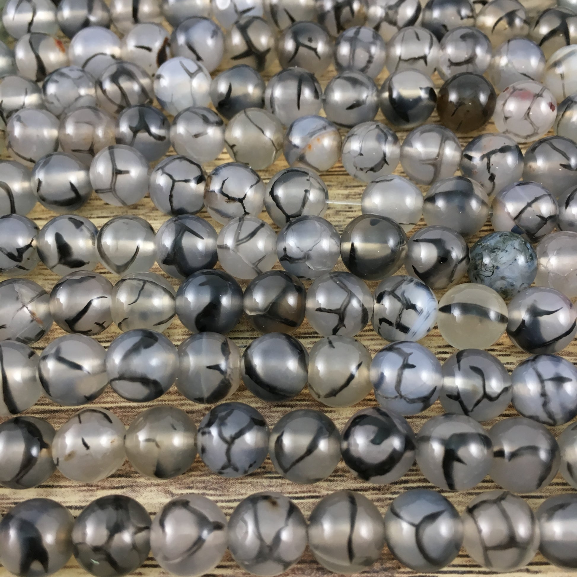 8mm Black Dragon Agate Beads | Bellaire Wholesale