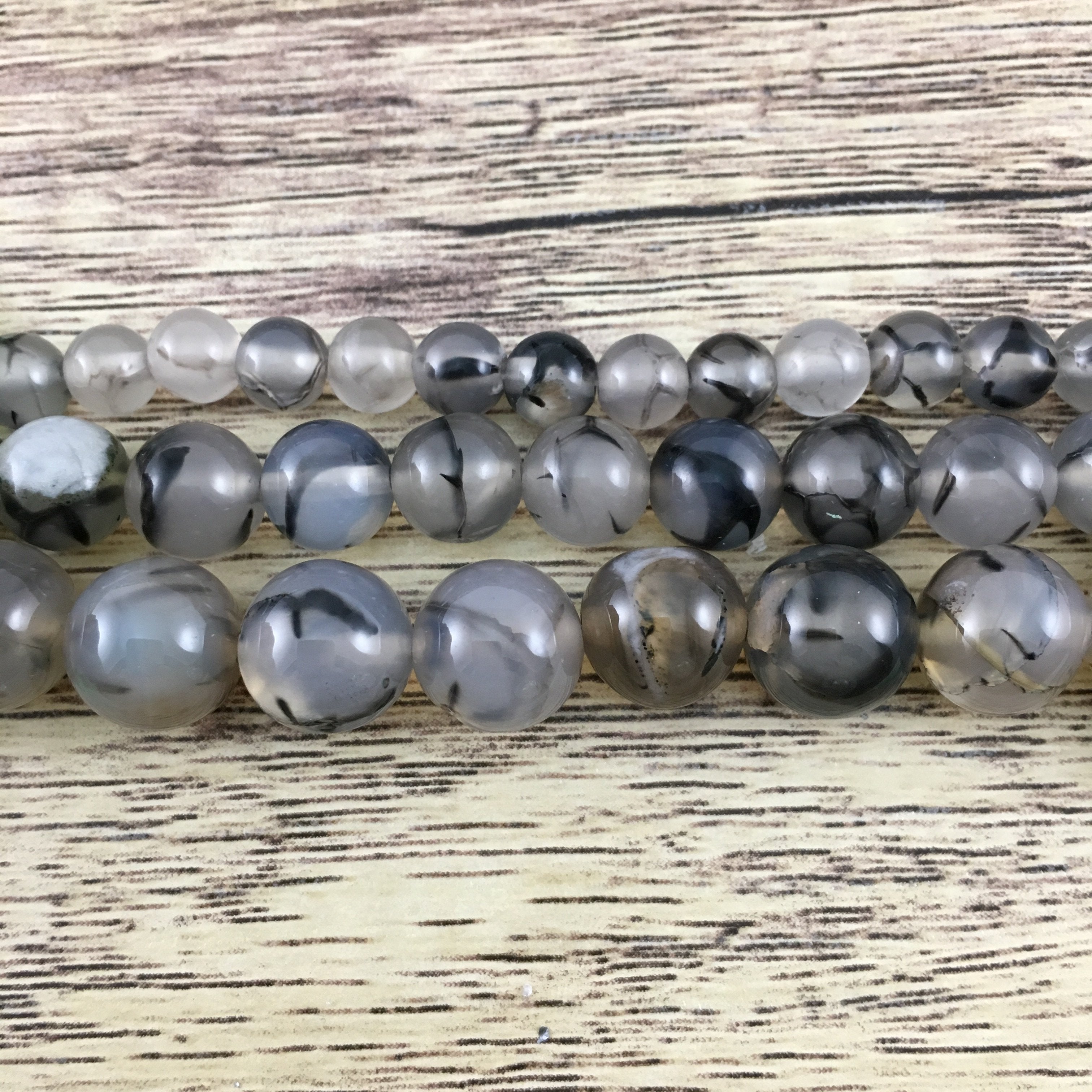 6mm Black Dragon Agate Bead | Bellaire Wholesale