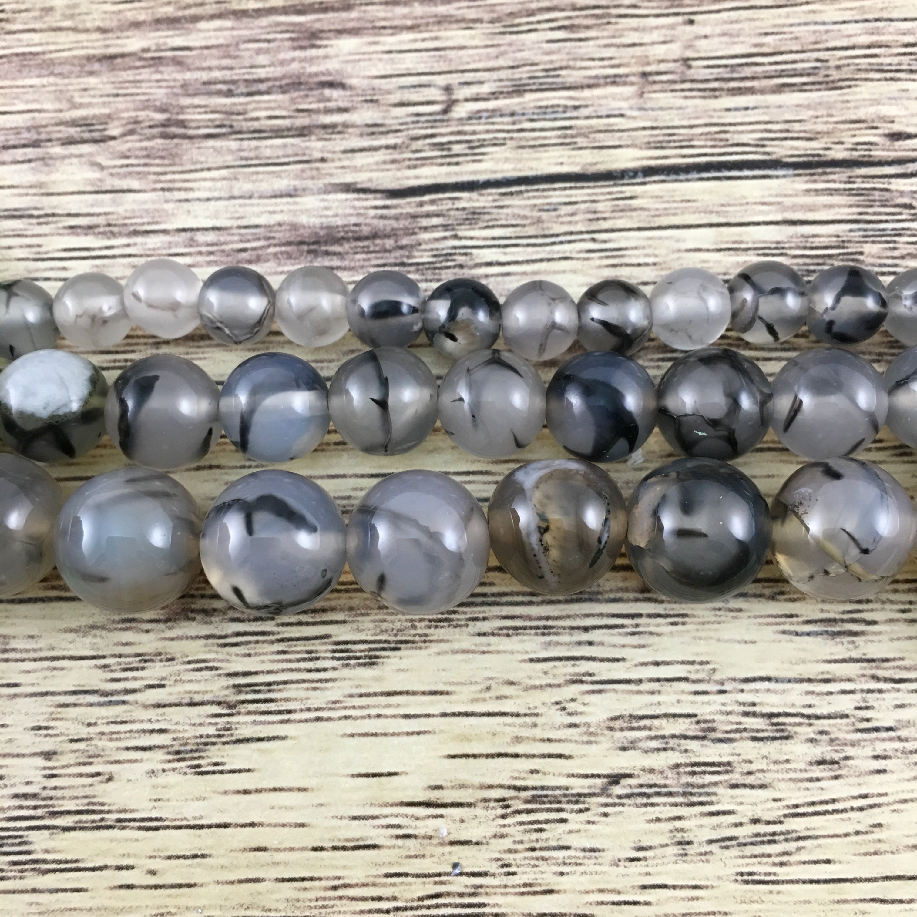 6mm Black Dragon Agate Beads | Bellaire Wholesale
