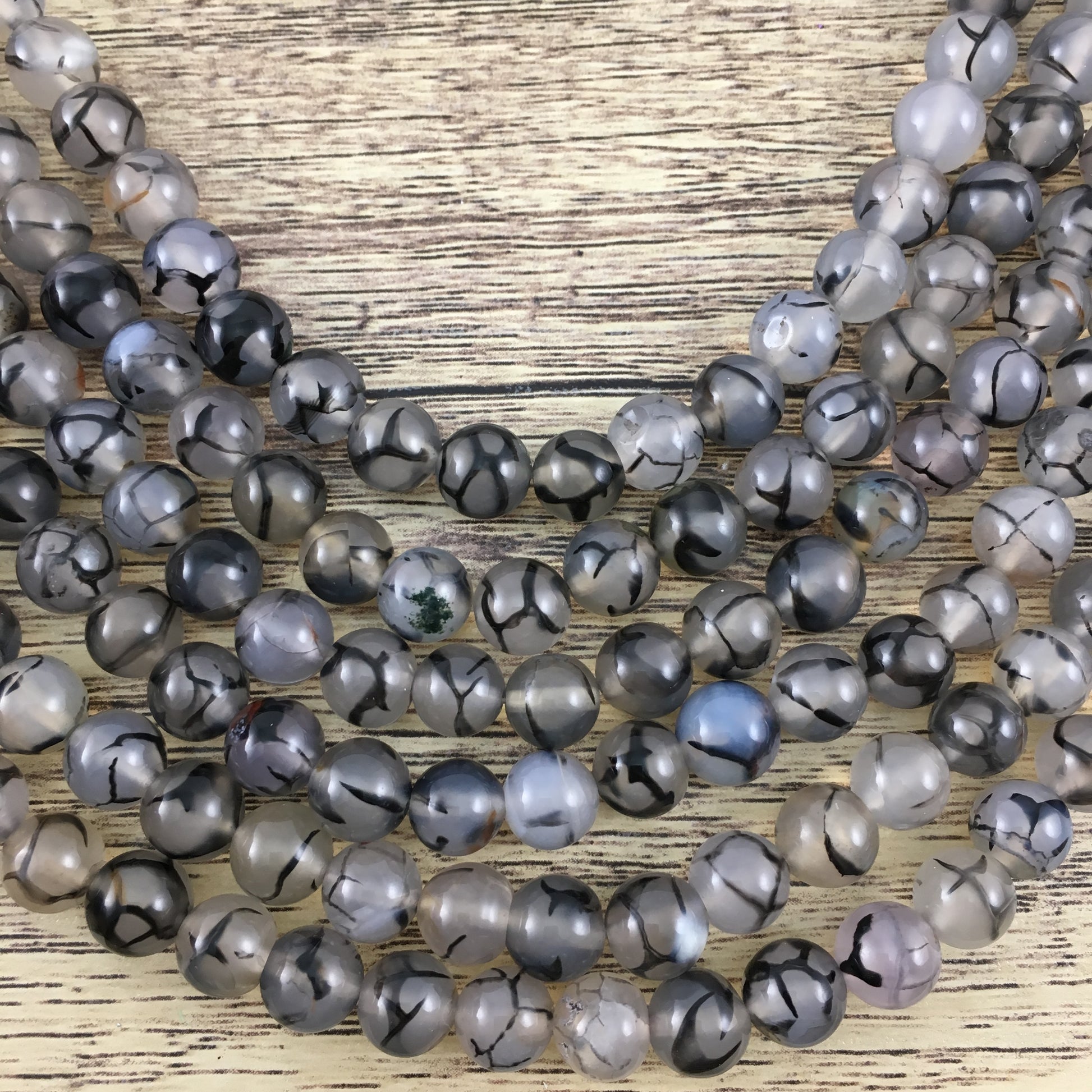 6mm Black Dragon Agate Beads | Bellaire Wholesale