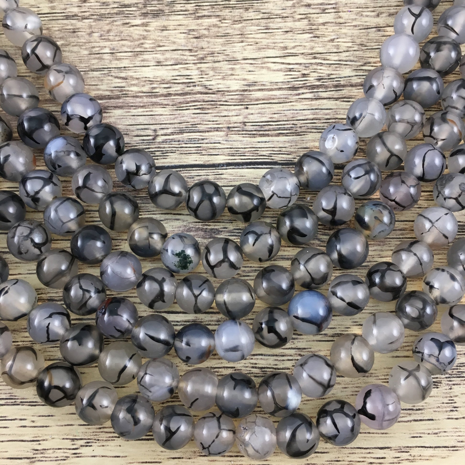 6mm Black Dragon Agate Bead | Bellaire Wholesale