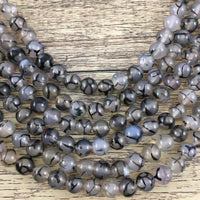8mm Black Dragon Agate Beads | Bellaire Wholesale