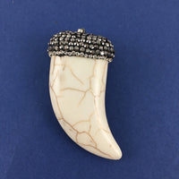 White Howlite Horn Pendant (Wider) | Bellaire Wholesale