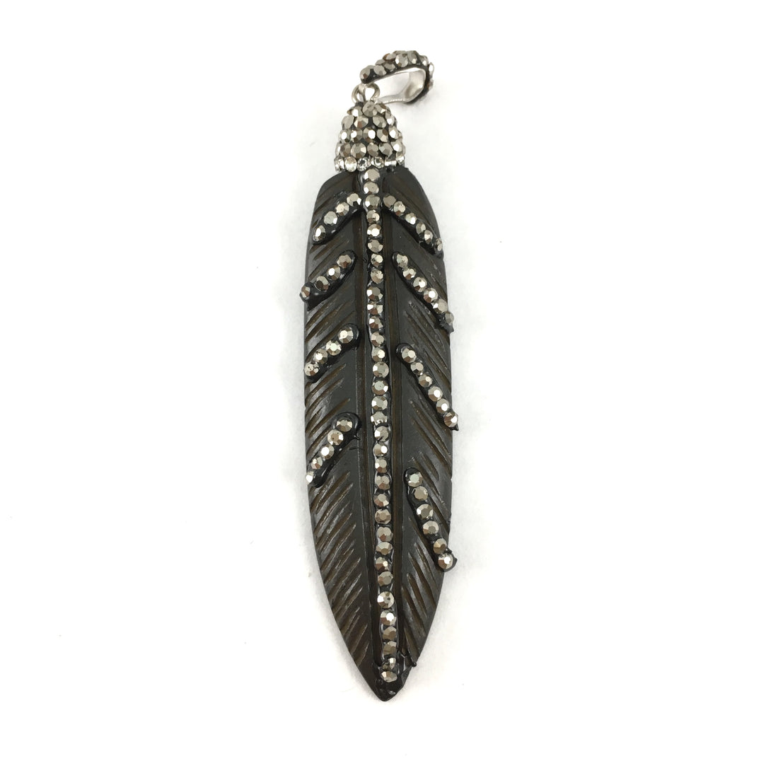 Black Leaf Shape Pave Pendant | Bellaire Wholesale
