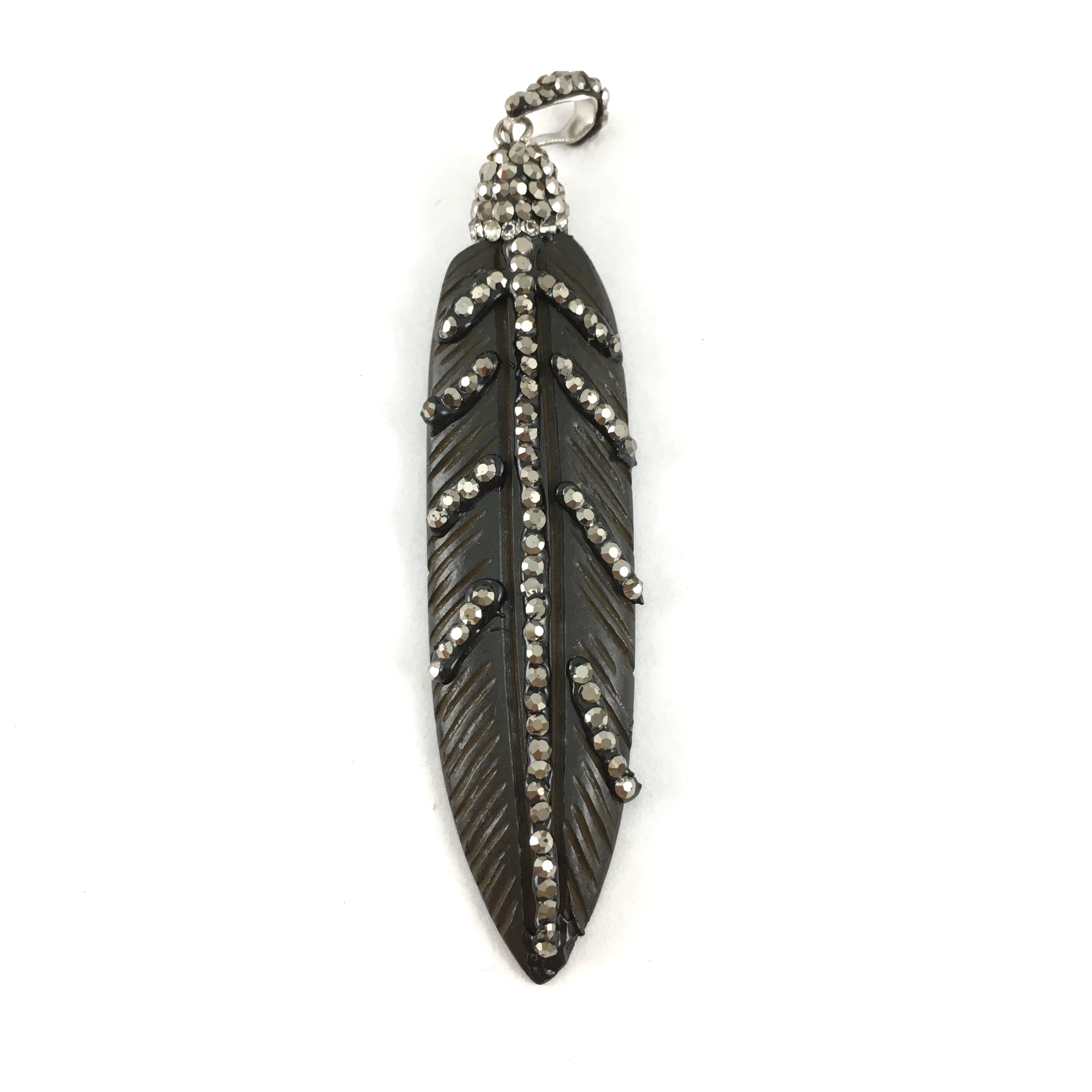 Black Leaf Shape Pave Pendant | Bellaire Wholesale