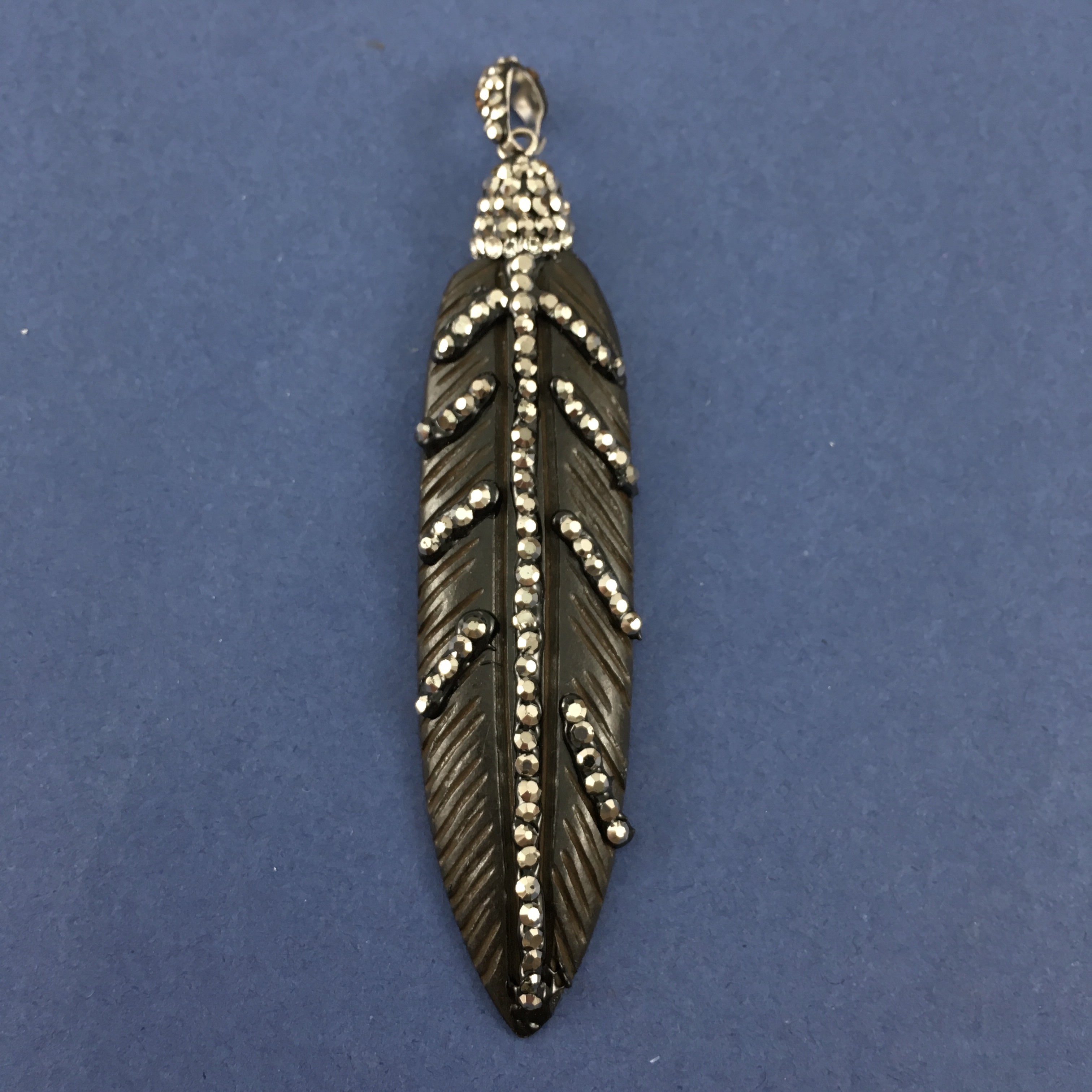 Black Leaf Shape Pave Pendant | Bellaire Wholesale