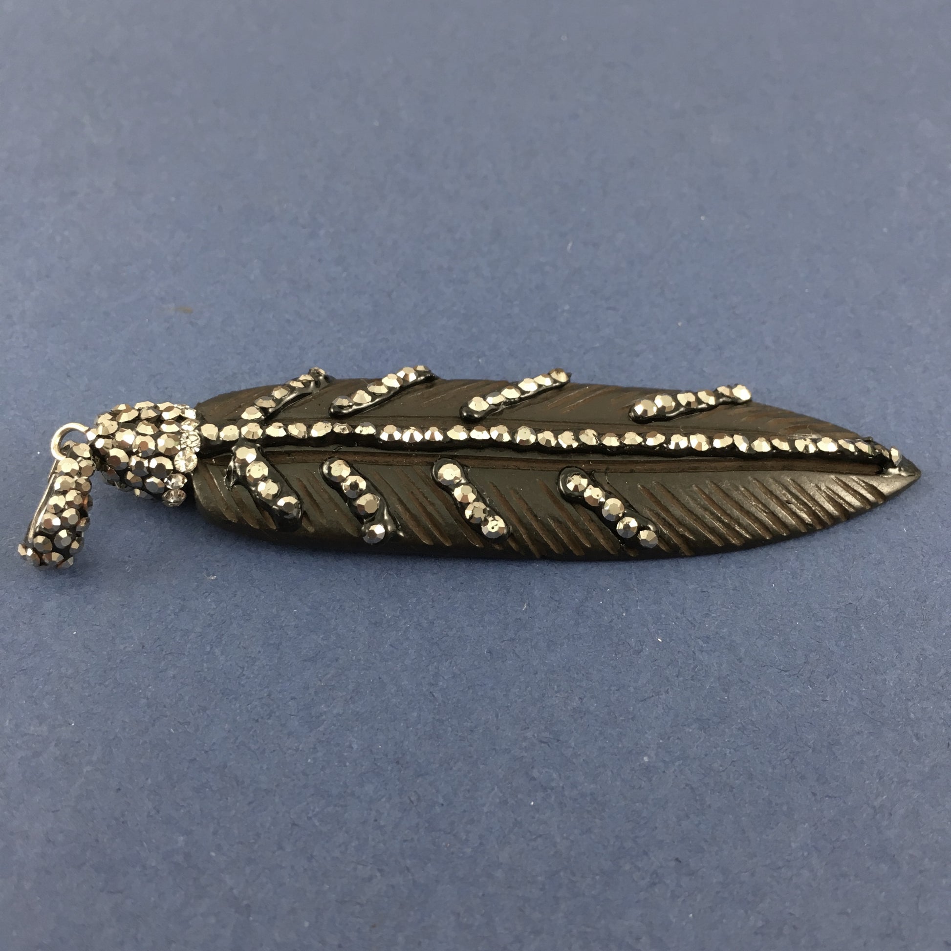 Black Leaf Shape Pave Pendant | Bellaire Wholesale