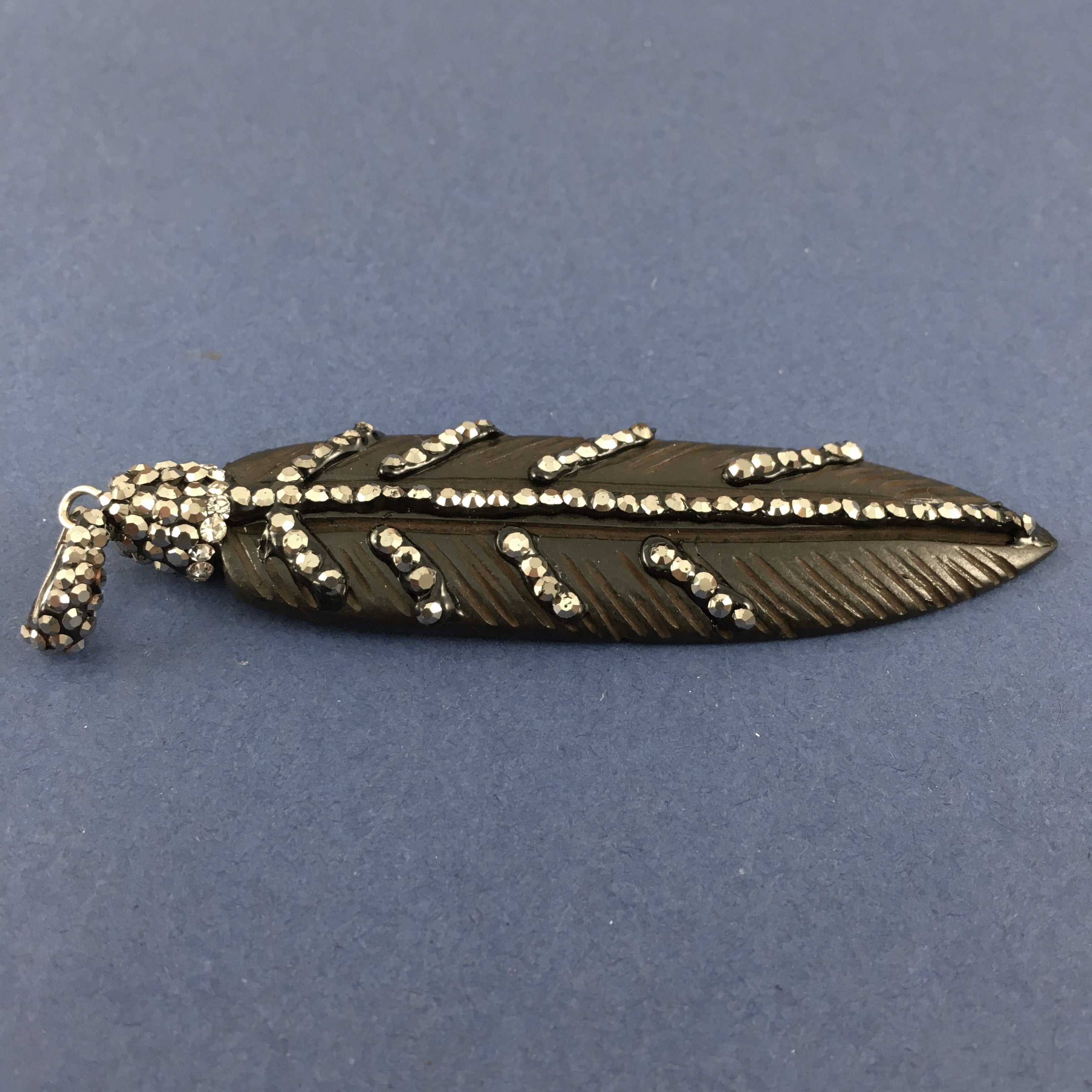 Black Leaf Shape Pave Pendant | Bellaire Wholesale