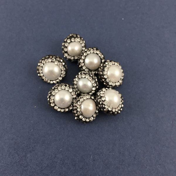 10mm Round Mother of Pearl Pave Bead | Bellaire Wholesale
