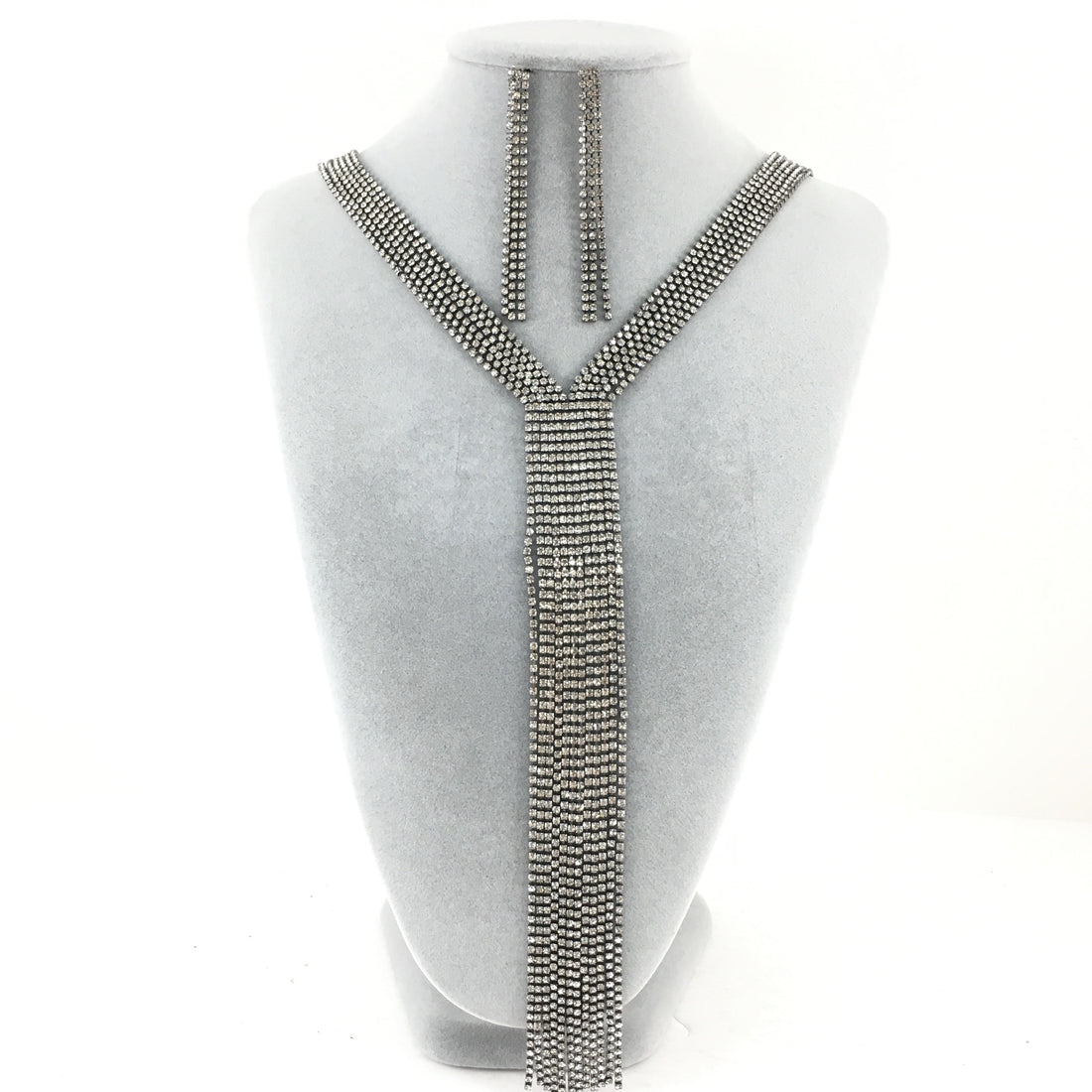Gunmetal 6 Row Rhinestone Necklace | Bellaire Wholesale