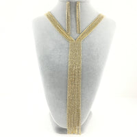 Gold 6 Row Rhinestone Necklace | Bellaire Wholesale