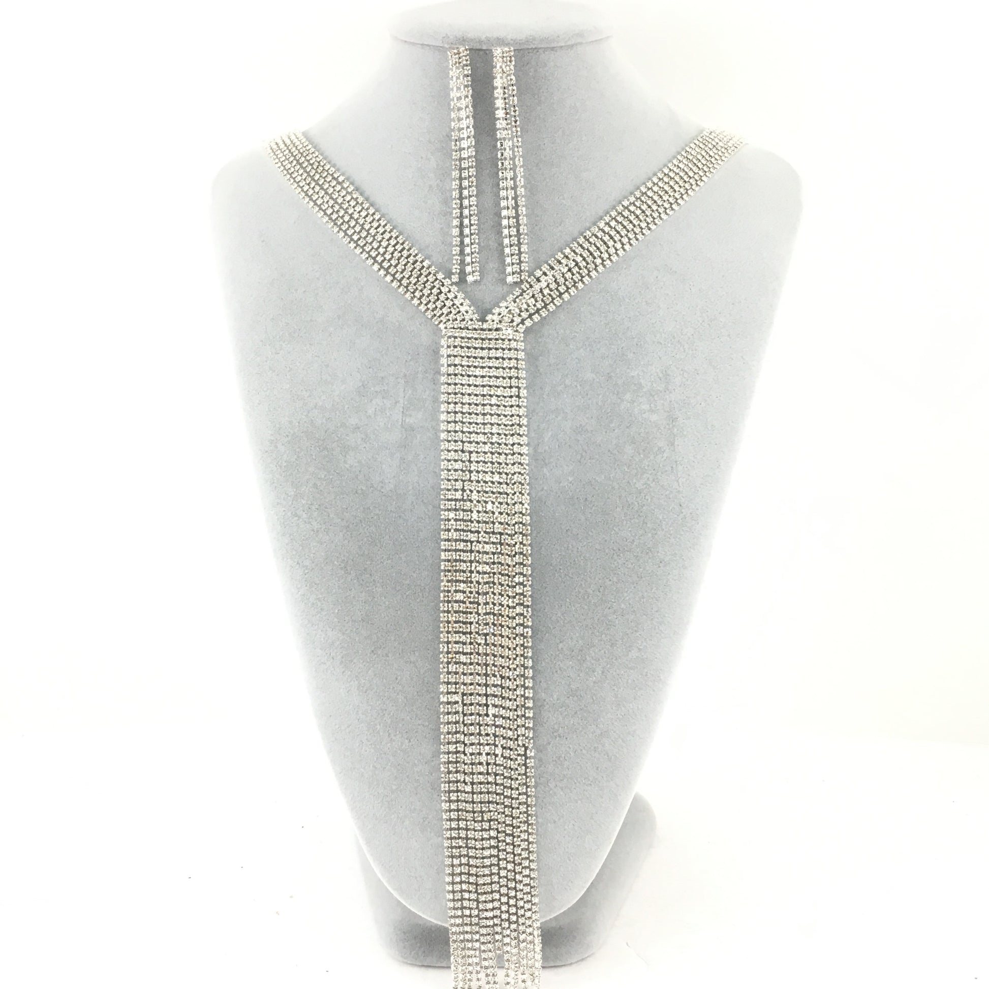 Silver 6 Row Rhinestone Necklace | Bellaire Wholesale