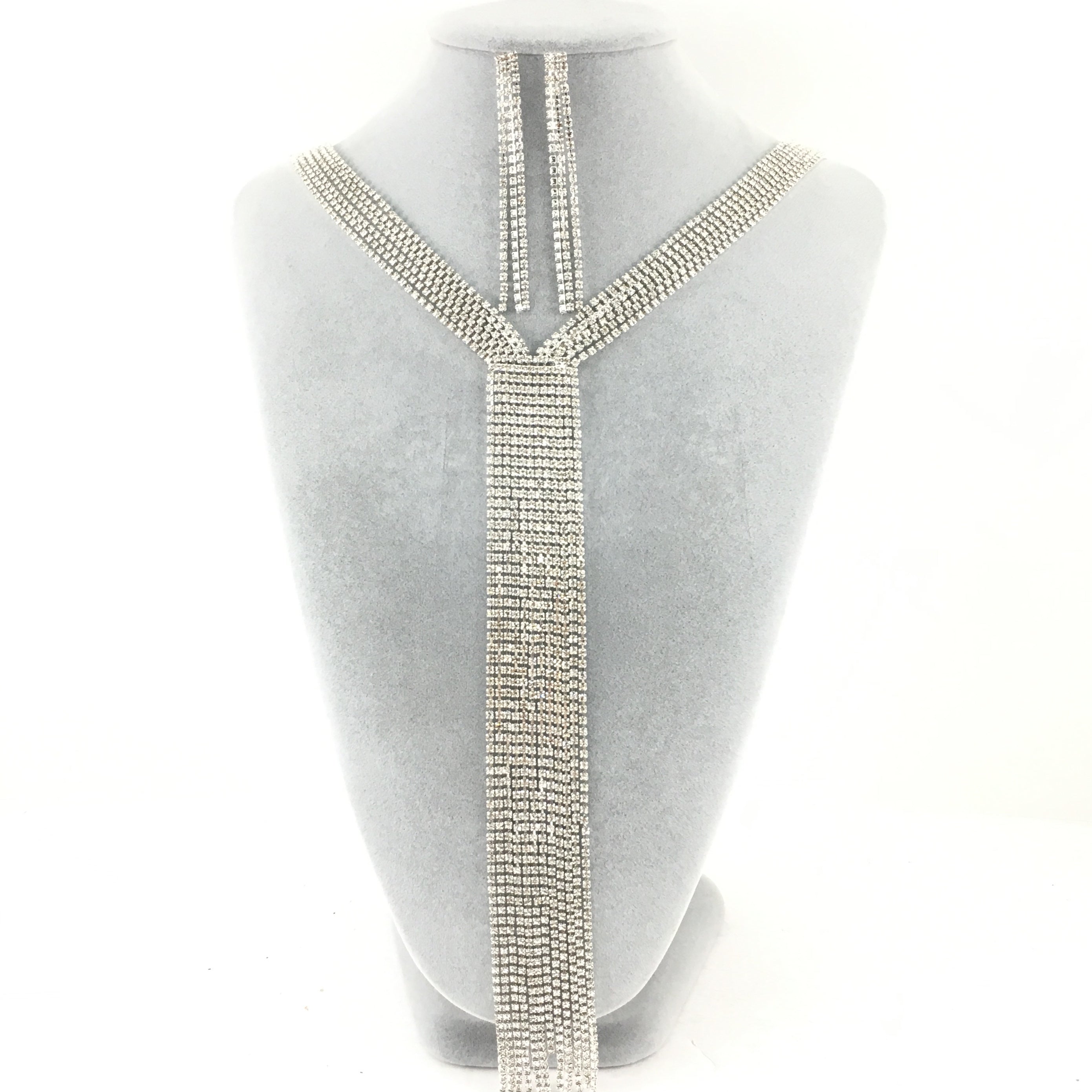 Silver 6 Row Rhinestone Necklace | Bellaire Wholesale