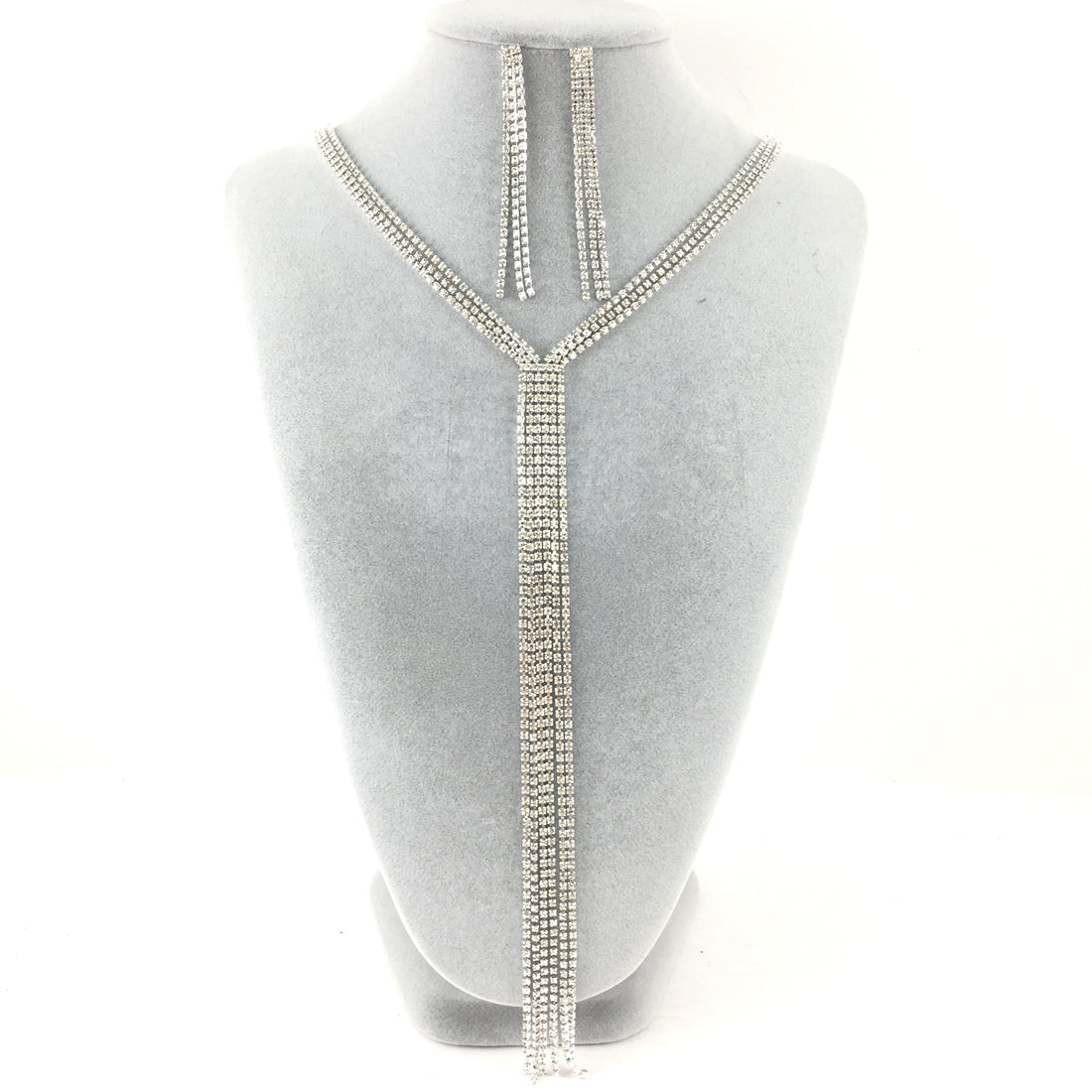 Silver 3 Row Rhinestone Necklace | Bellaire Wholesale