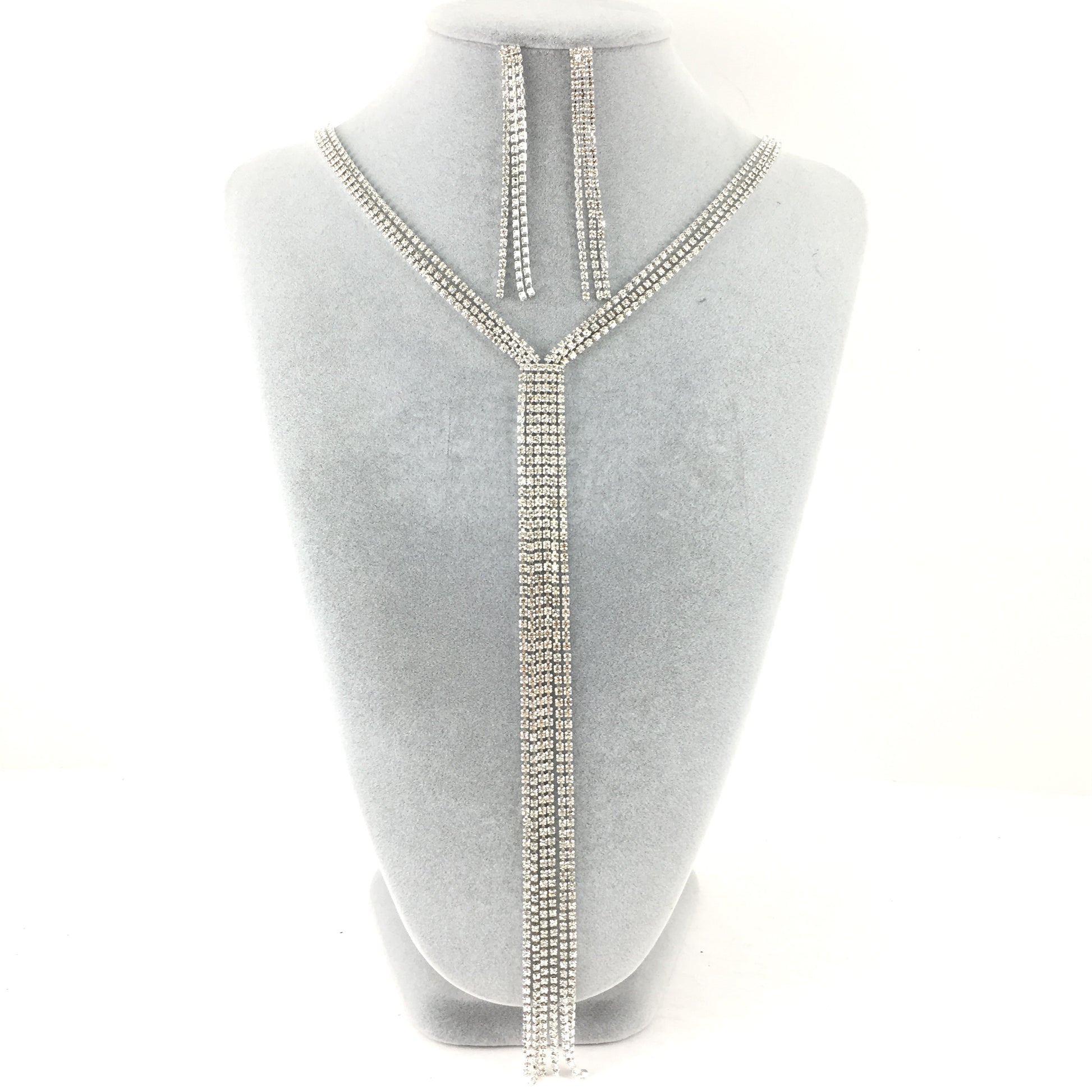 Silver 3 Row Rhinestone Necklace | Bellaire Wholesale