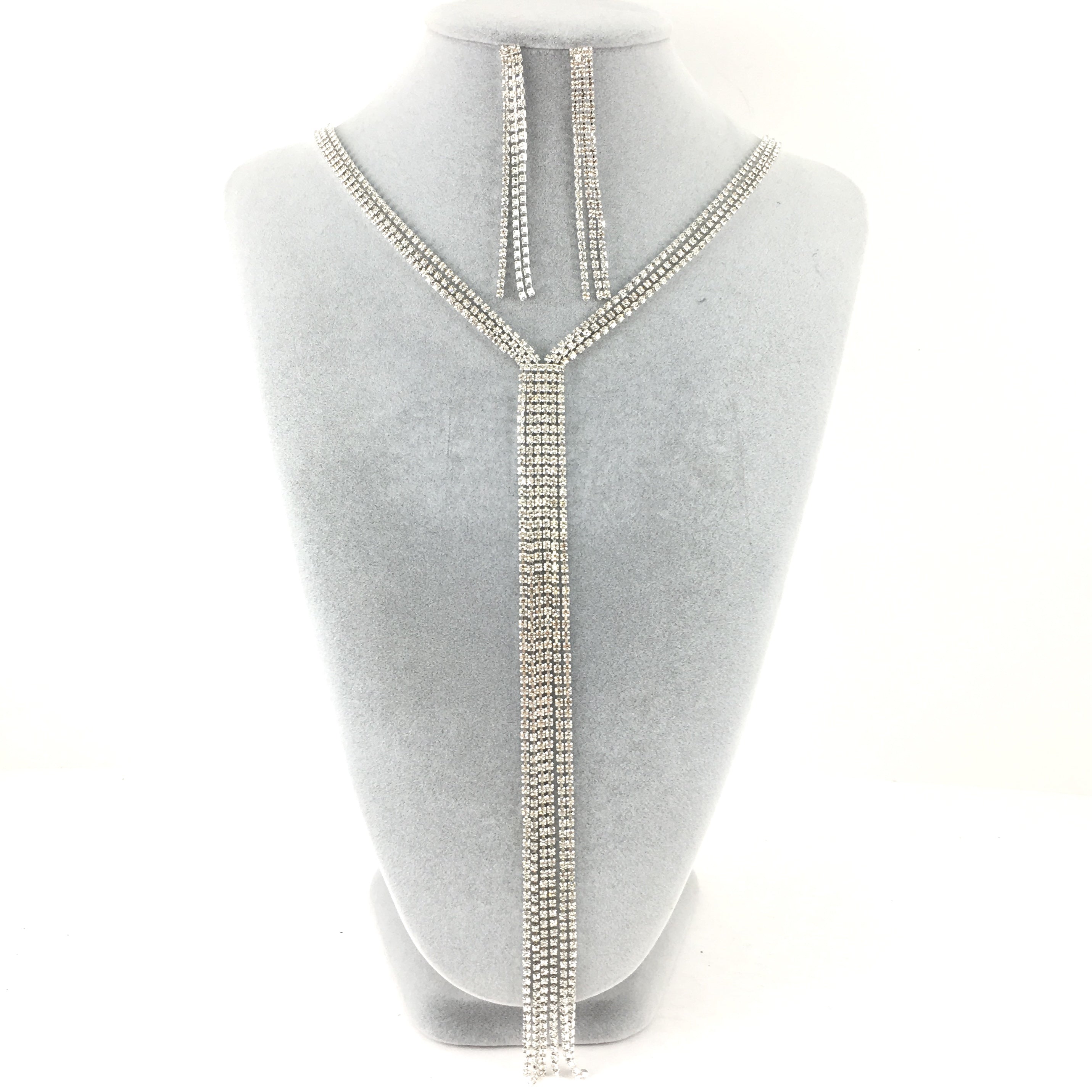 Silver 3 Row Rhinestone Necklace | Bellaire Wholesale