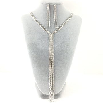 Silver 3 Row Rhinestone Necklace | Bellaire Wholesale