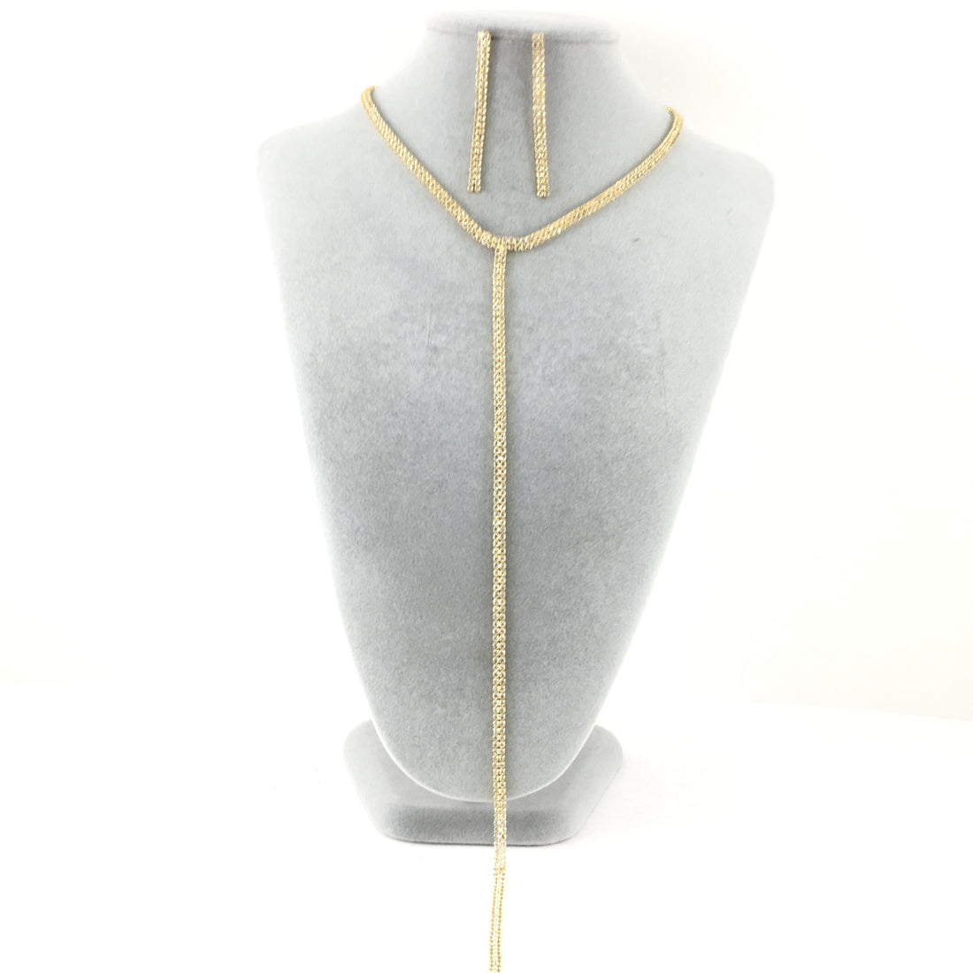 Gold 2 Row Rhinestone Necklace | Bellaire Wholesale