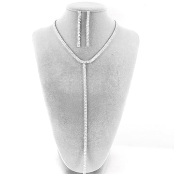 Silver 2 Row Rhinestone Necklace | Bellaire Wholesale
